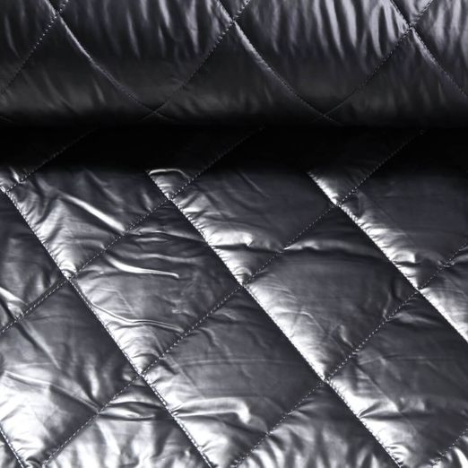 Gesteppter Jackenstoff - Metallic Stepper Rauten Silber Wattiert