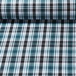Tissu pantalon - Bengaline carreaux écossais Bleu pétrole