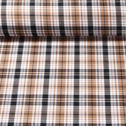 Tissu pantalon - Bengaline carreaux écossais Marron
