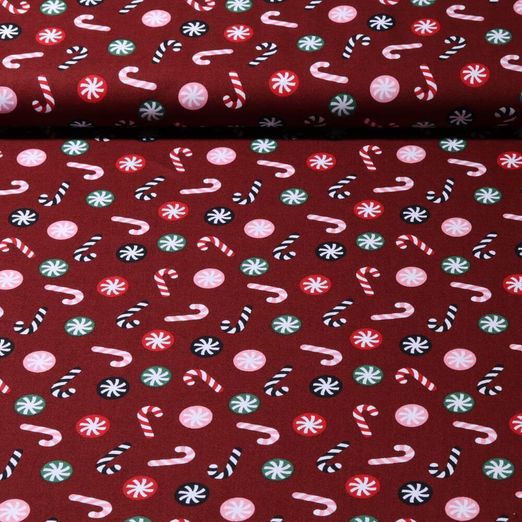 Baumwoll-Popeline - Zuckerstangen Bordeaux
