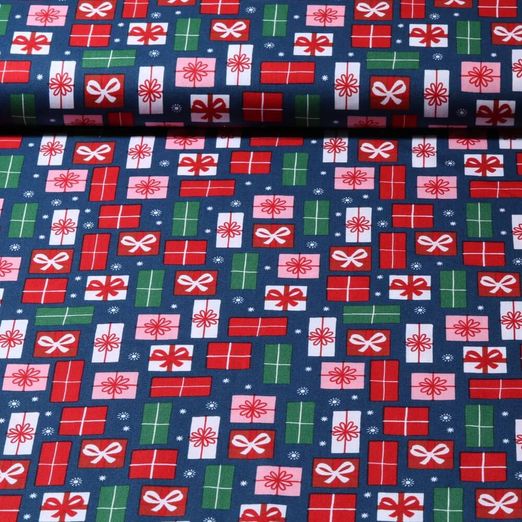 Baumwoll-Popeline - Geschenke Blau