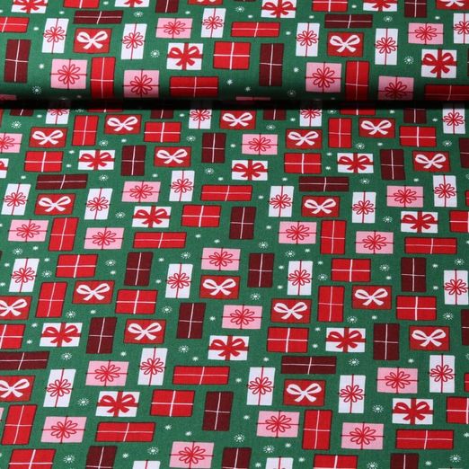 Popeline de coton - Cadeaux Vert
