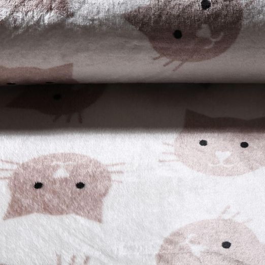 Polaire ultra douce double-face - Visages de chats Ecru Beige