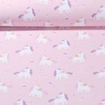 Tissu imperméable - Aqua protect Impr. digitale Licornes Rose