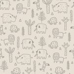 Stretchfrottee - Wilde Dieren Zand Stretchfrottee - Wilde Dieren Zand
