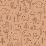 Stretchfrottee - Wilde dieren zalmroze Stretchfrottee - Wilde dieren zalmroze