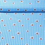 Faschingsstoff - Edelweiß Karo Blau Weiß