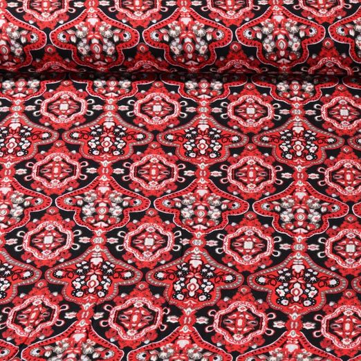 Twill de viscose - Motif oriental Rouge