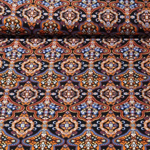 Twill de viscose - Motif oriental Marron