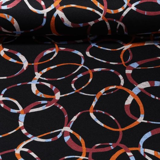 Jersey romanite - Soft Anneaux Noir Marron