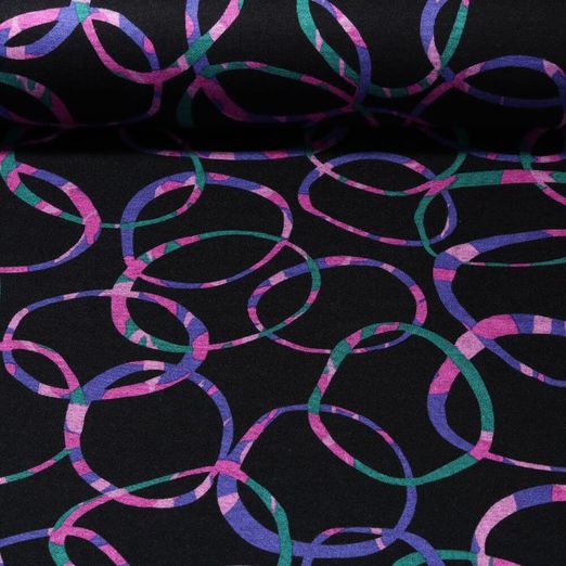 Jersey romanite - Soft Anneaux Noir Violet