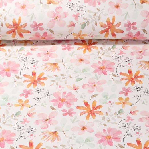 Tissu imperméable - Aqua protect Impr. digitale Fleurs des champs Ecru