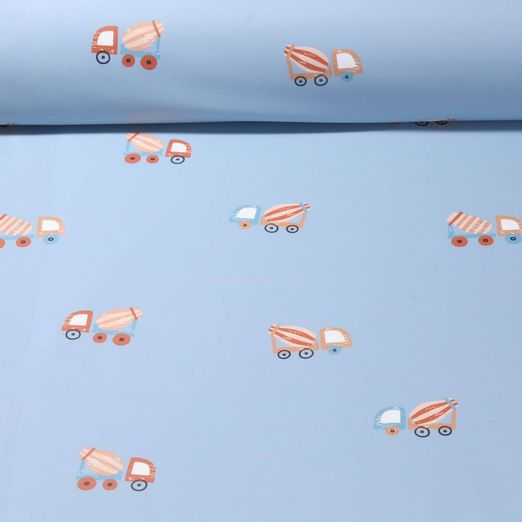 Tissu imperméable - Aqua protect Impr. digitale Camions Bleu