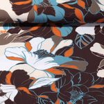 Viscose Crêpe - Grandes fleurs Marron