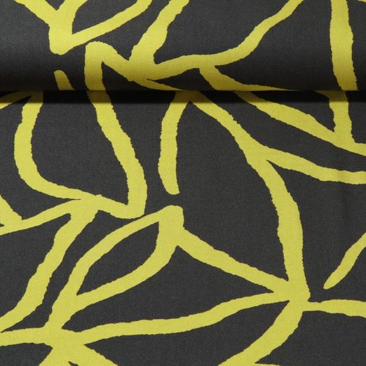 Twill de viscose - Abstrait Marron Vert citron