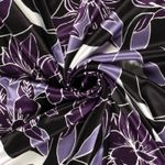 Satin – Blad och Blomma Svart Lila Satin – Blad och Blomma Svart Lila