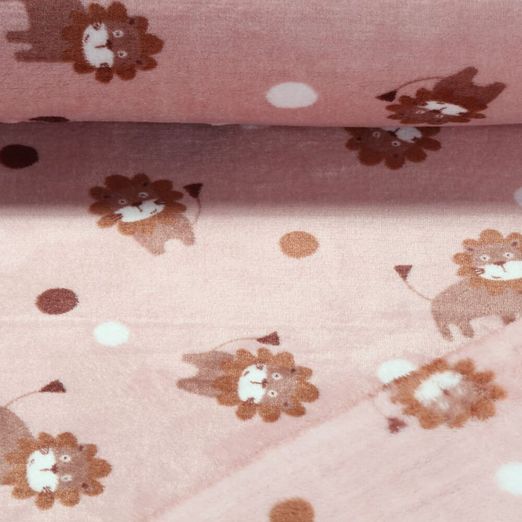 Fleece - Kuschelfleece Doubleface Löwen Rosa