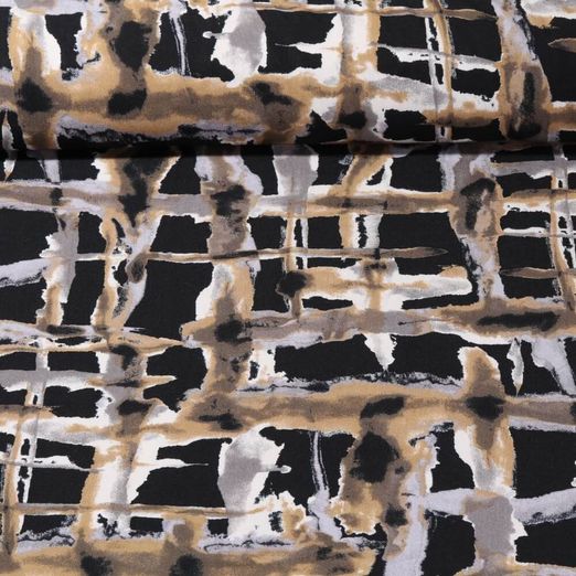 Twill de viscose - Grilles abstraites Noir Sable