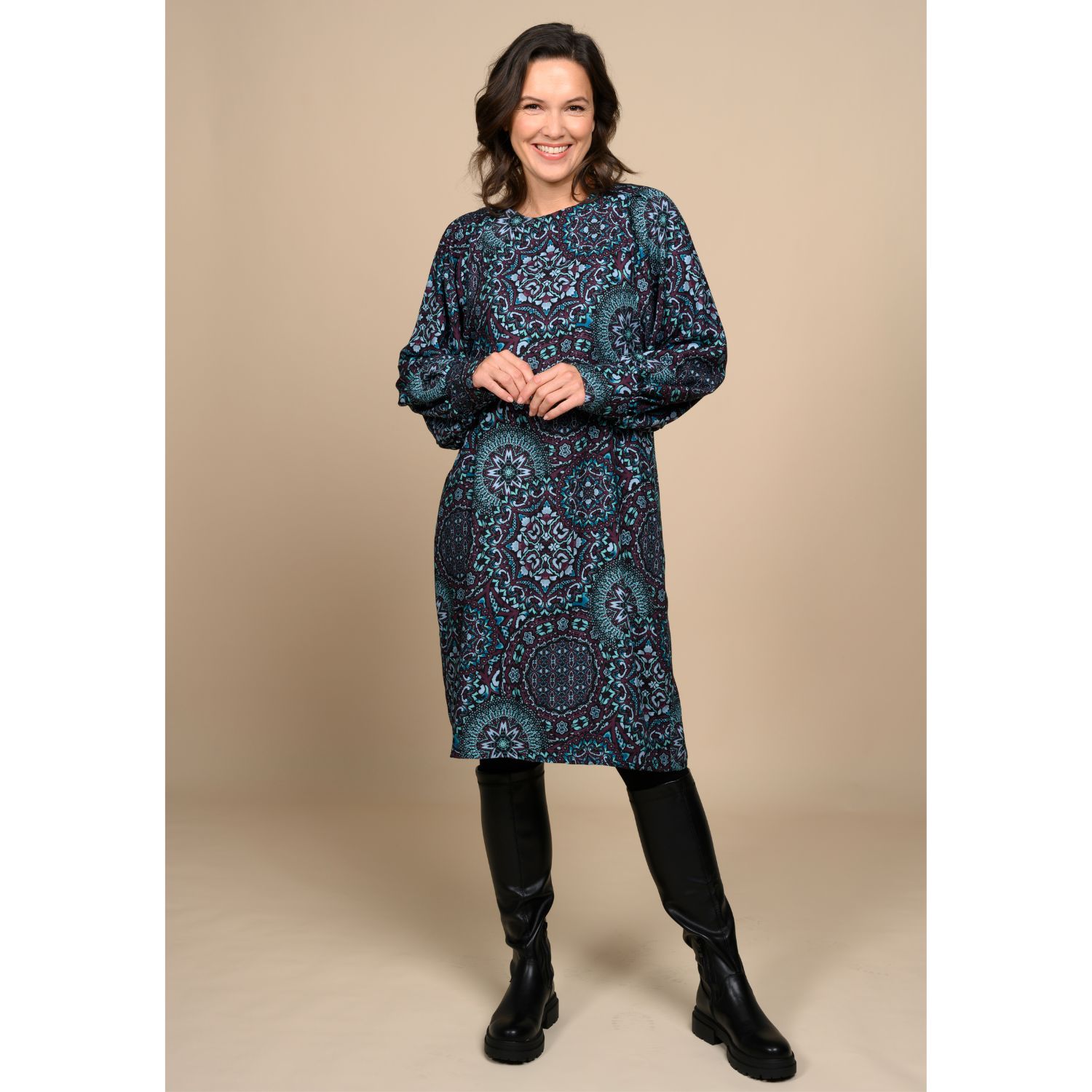 Viscose stretch - Motif Marrakech Bleu pétrole-1 Viscose stretch - Motif Marrakech Bleu pétrole-1
