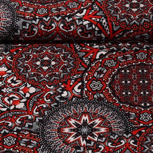 Viskose Stretch - Marrakesh Muster Rot
