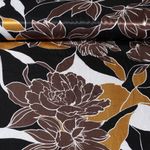 Satin - Feuilles et fleurs Noir Moutarde