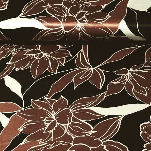 Satin - Blatt und Blüte Schwarz Rost