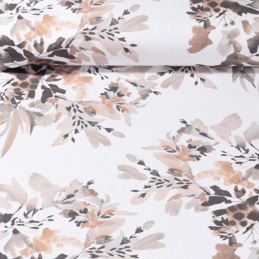 Toile de coton canevas - Impression digitale Fleurs en aquarelle Ecru