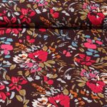 Popeline de viscose - Peinture de fleurs Marron foncé
