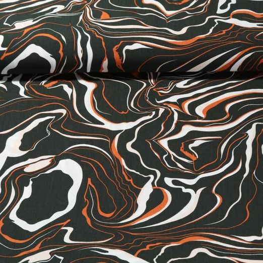 Popeline de viscose - Marbré Vert foncé