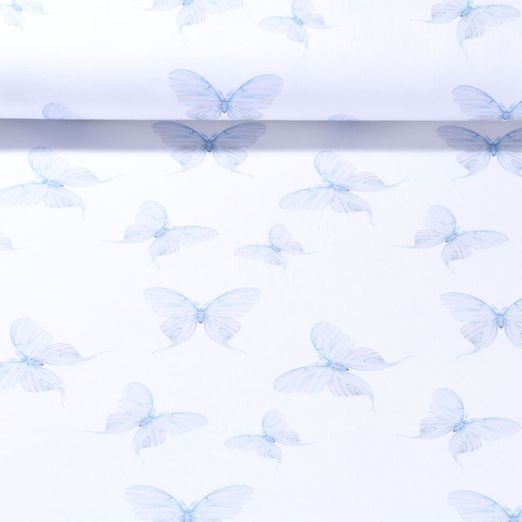 Jersey bio - Papillons en aquarelle Blanc Bleu
