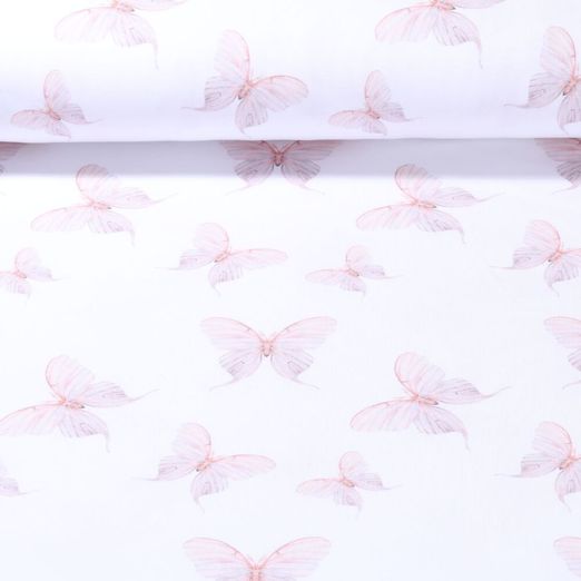 Jersey bio - Papillons en aquarelle Blanc Nude