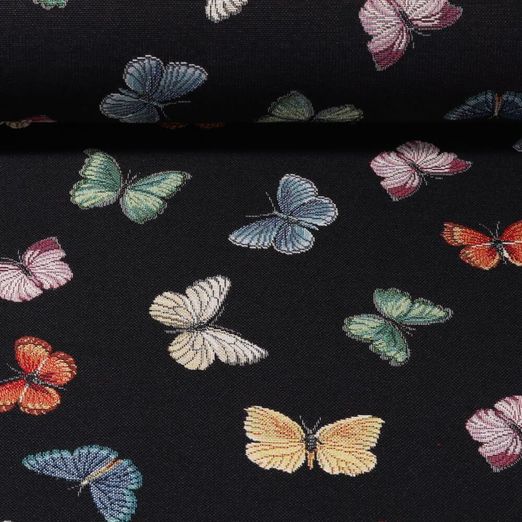 Gobelin - Bunte Schmetterlinge Schwarz