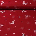 Toile canevas Jacquard - Double face campagnard Cerfs Rouge Beige
