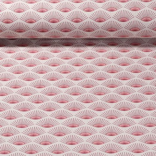 Toile canevas aspect lin - Motifs éventails Beige