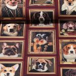 Toile de coton canevas - Impression digitale Portraits de chiens Rouge Multicolore