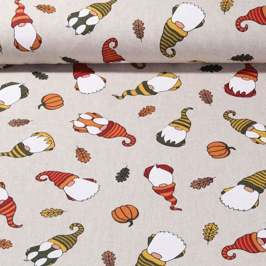 Canvas - Leinenlook Wichtel Herbst Beige