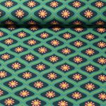 Coton enduit - Petites fleurs Vert