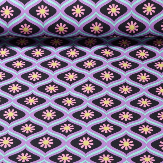 Coton enduit - Petites fleurs Violet