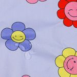 Bestruken bomull - Glada blommor lila