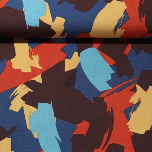 Viscose - Abstrait Stone Effet lavé Bleu