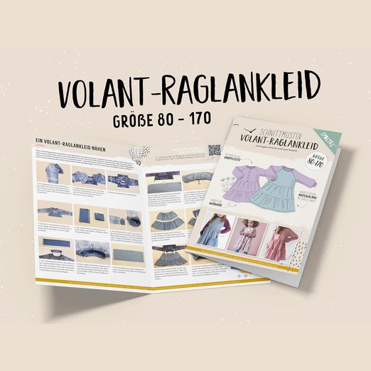 Volant Raglankleid - Papier-Schnittmuster