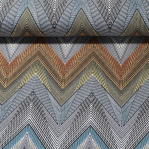 Jersey viscose - Zig zag Bleu