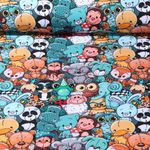 Jersey - Digitaldruck Verrückte Tiere Petrol Multicolor