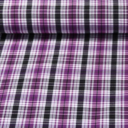 Tissu pantalon - Bengaline Carreaux écossais Violet