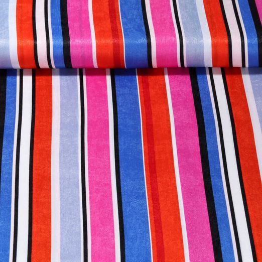 Satin - Streifen Rose vif Bleu