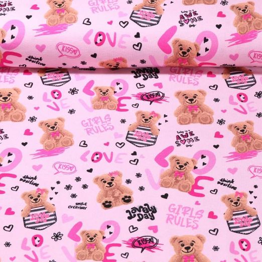 Jersey - Impression digitale Oursons Rose