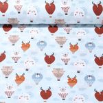 Tissu en coton - Ballons animaux Bleu clair
