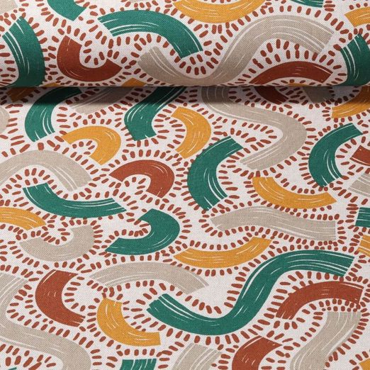 Toile canevas -  Traits et arcs Rétro Effet lin Beige