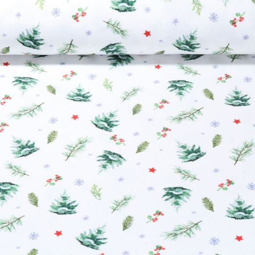 Toile canevas - Linge de table Sapins de Noël Blanc