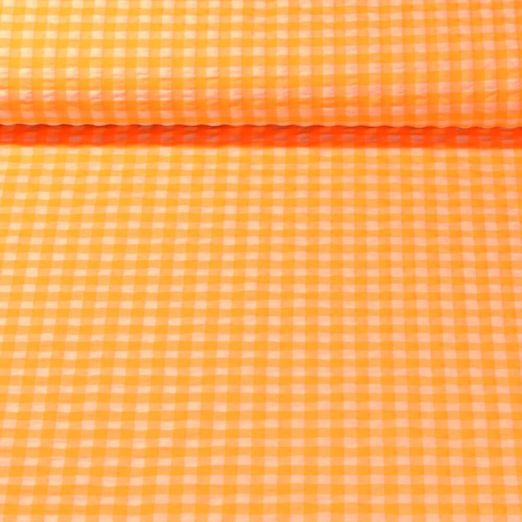 Seersucker - Karo Klein Neon Orange